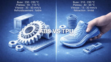 ABS vs TPU : comment bien paramétrer votre imprimante 3D pour des impressions fiables