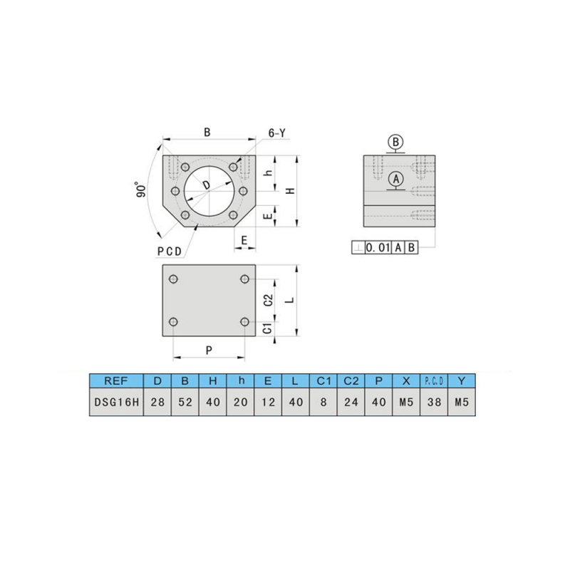 Kit vis à billes 16 mm par 600 mm avec paliers et support d