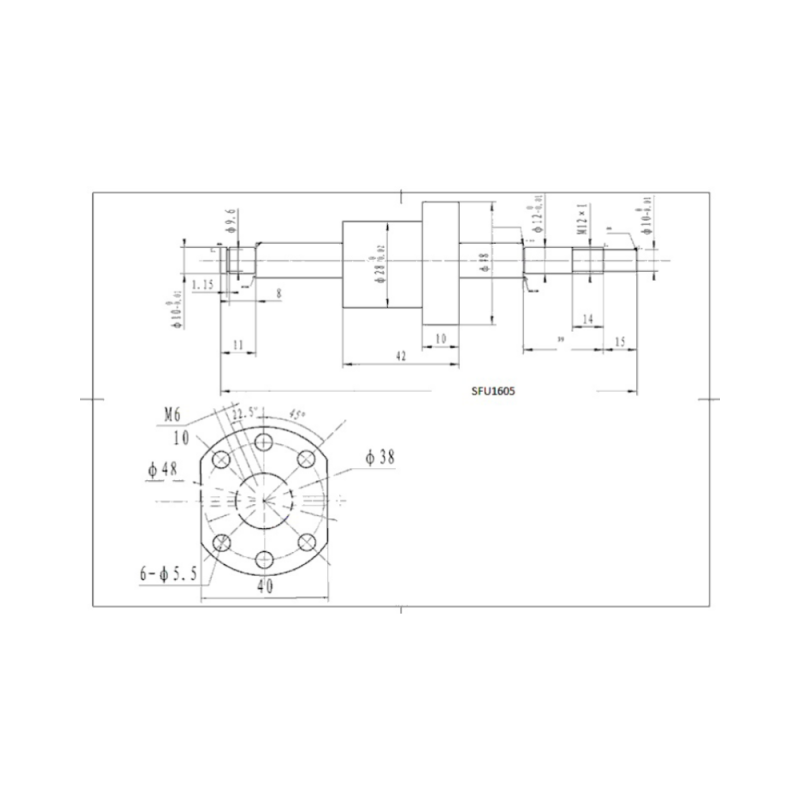 Kit 16 mm ball screw 600mm with nut, blocks and ball nut housing