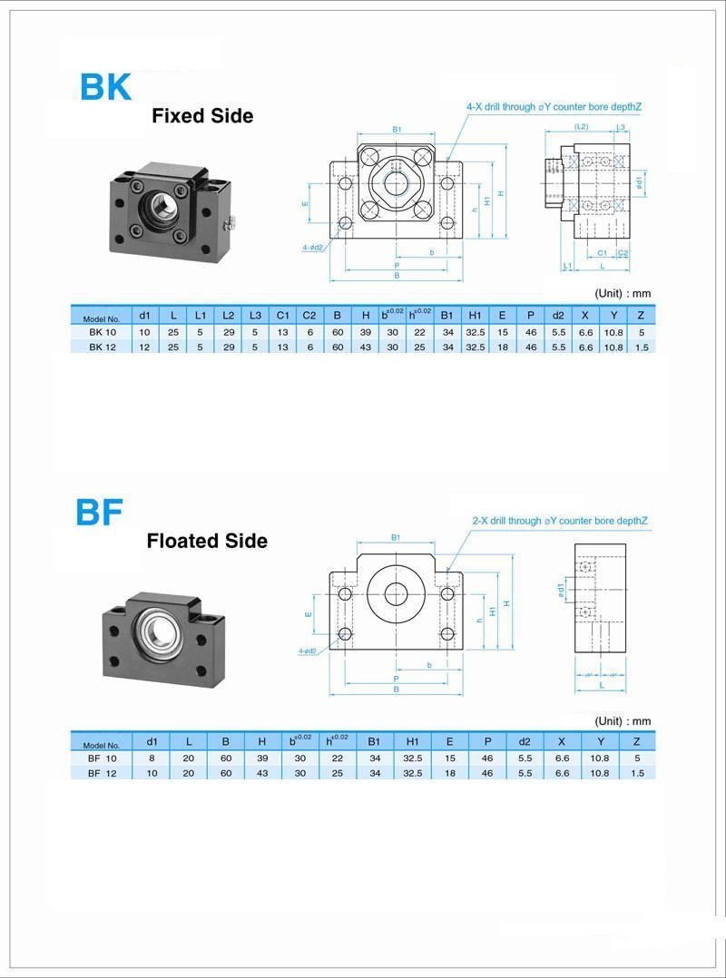 Kit 16 mm ball screw 600mm with nut, blocks and ball nut housing