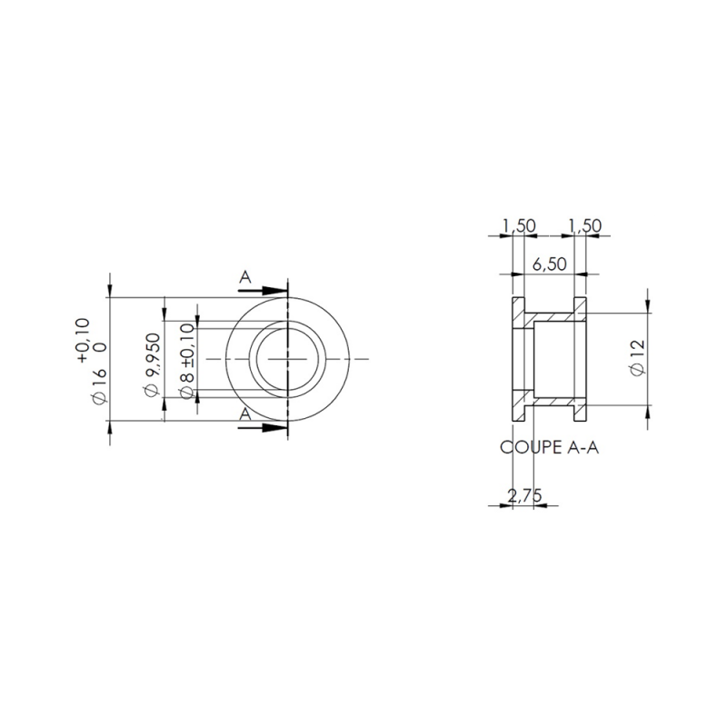 Idler pulley for 6mm belt