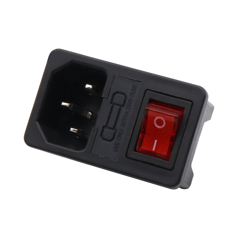 Red lighted switch with socket
