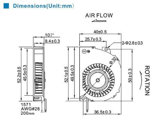 Ventilateur turbine 40x10mm 12V